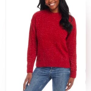 NEW Weatherproof Vintage Ladies Chenille Sweater Silver Flex